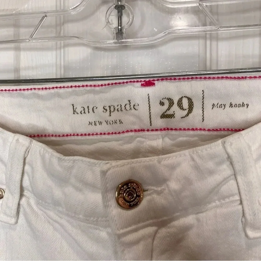 KATE SPADE Broome Street Play Hooky Skinny Jeans White Size 29